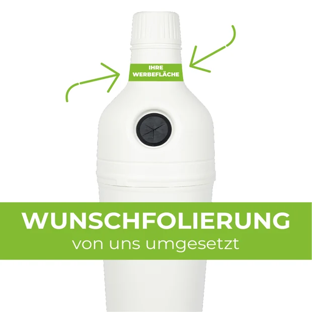 Wunschfolierung am Flaschenhals als Platz für das Firmenlogo