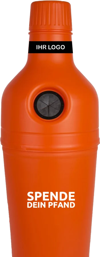 Pfandbehälter in Flaschenform, orange