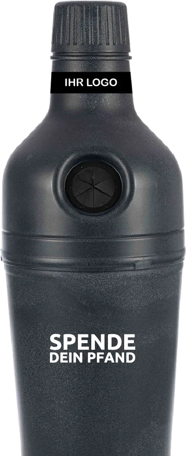 Pfandbehälter in Flaschenform, schwarz